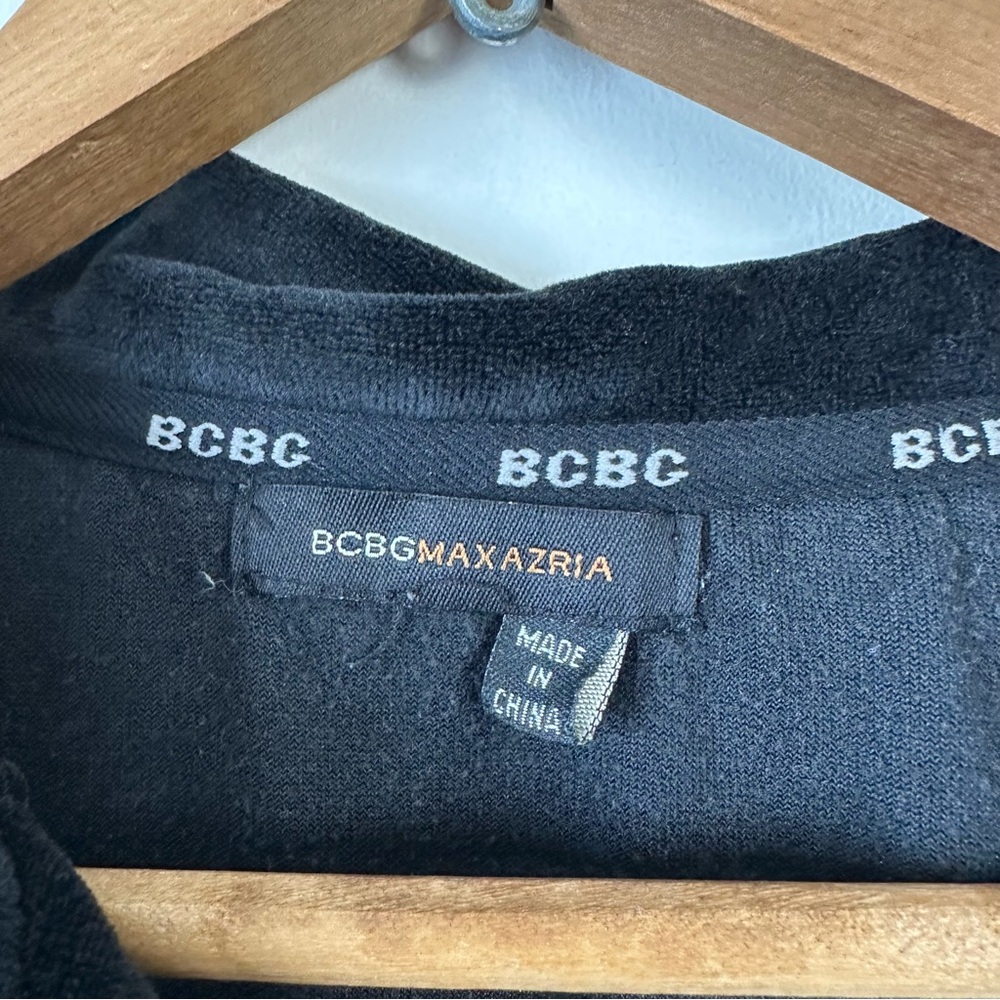 Y2K BCBG Black Velour Zip Up Long Sleeve - Picture 6 of 8